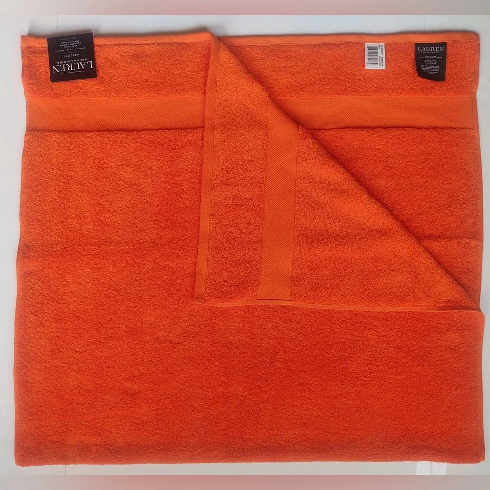 🎁8PC LAUREN Ralph Lauren Wescott Bath Towel Set - Summer Orange Cotton Towels